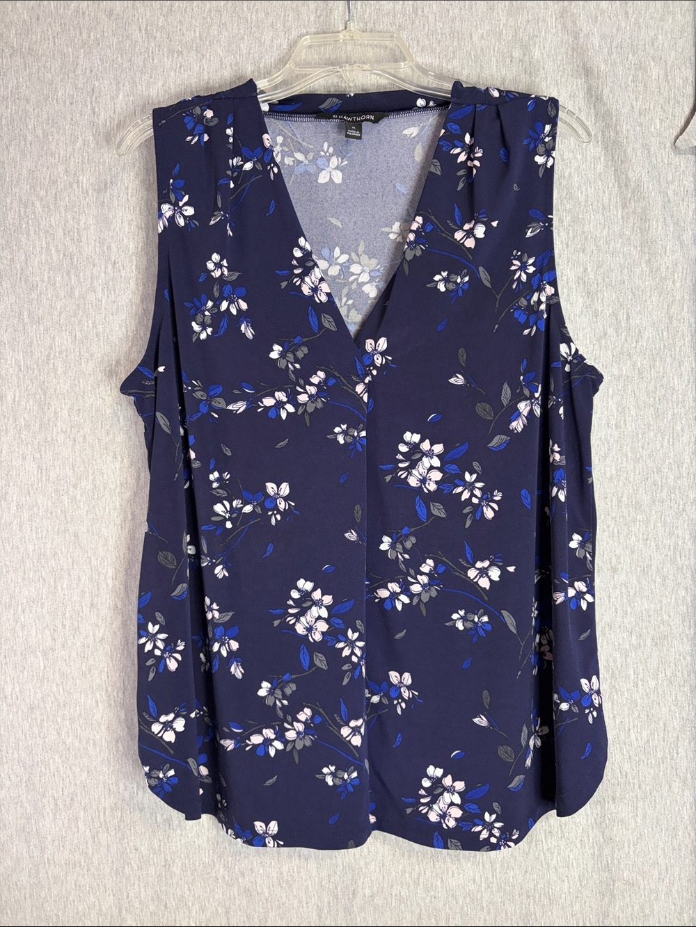 Floral V-Neck Sleeveless Camisole - Navy Blue